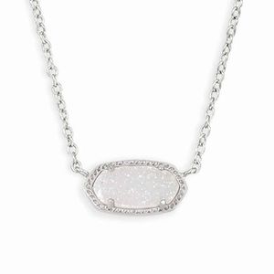 Kendra Scott ELISA Pendant Necklace Iridescent Drusy/ Silver